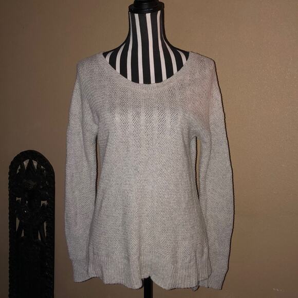 Madewell Sporty Athletic Baddie Long Sleeve Hi-Lo Scoop Gray Sweater - Picture 1 of 7